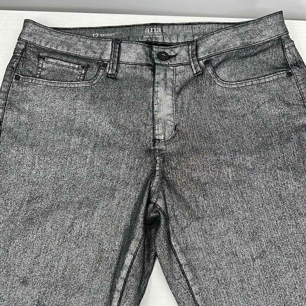 a.n.a. metallic silver skinny jeans size 12